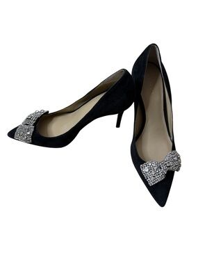 ⭐️ Ann Taylor Black Pointed Toe Heels with Crystal Bow- size 9